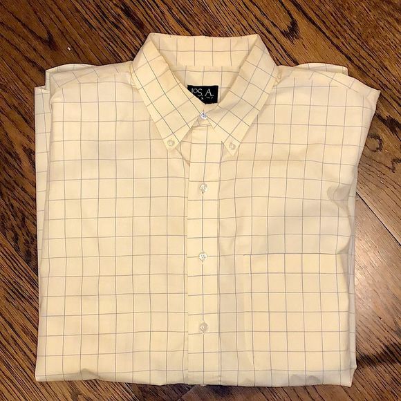 Jos. A. Bank Other - JOS A. BANK Yellow w Blue Window Pane Plaid Long Sleeve Button Down Shirt Sz LRG